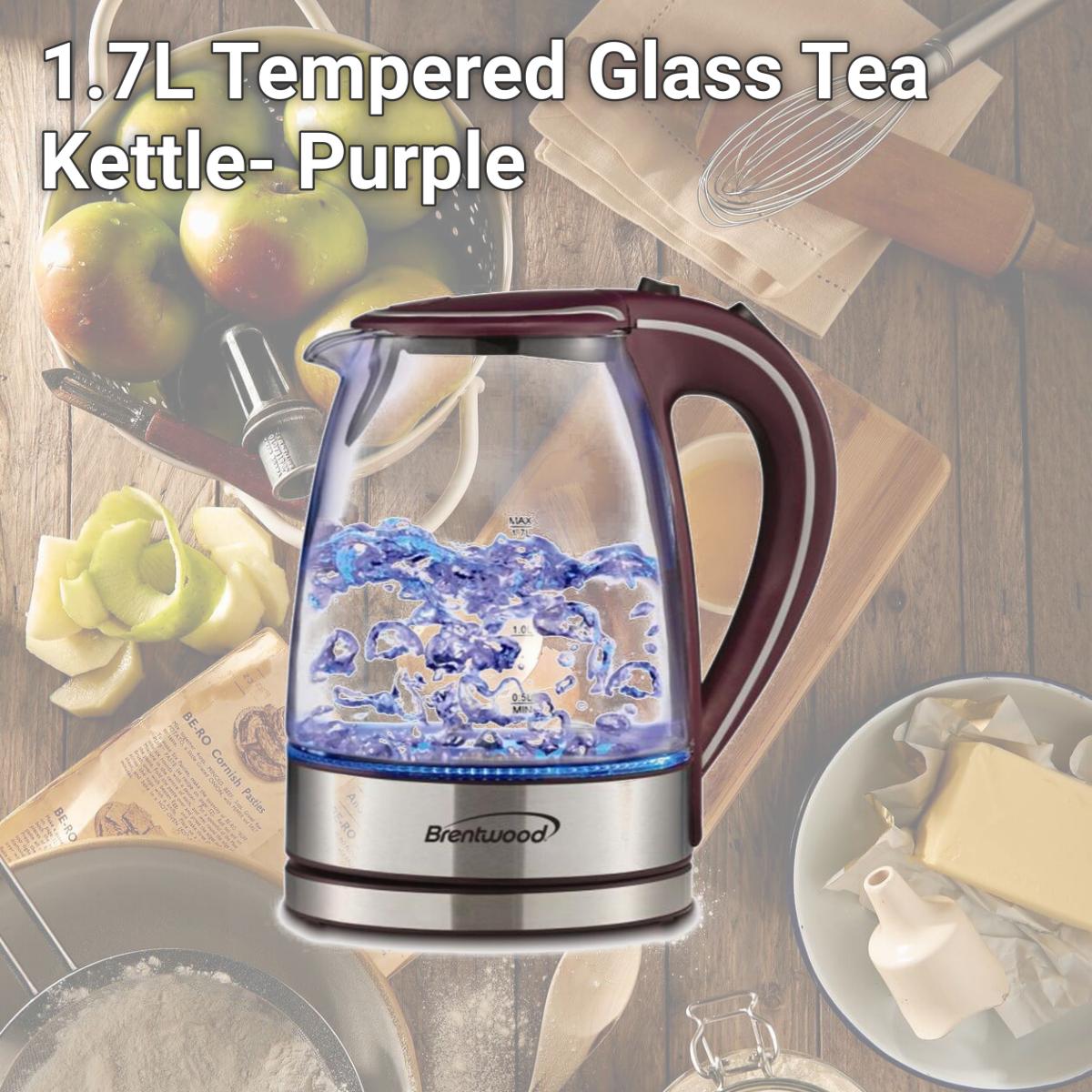 Picture of Brentwood KT1900PR 1.7L Tempered Glass Tea Kettle- Purple