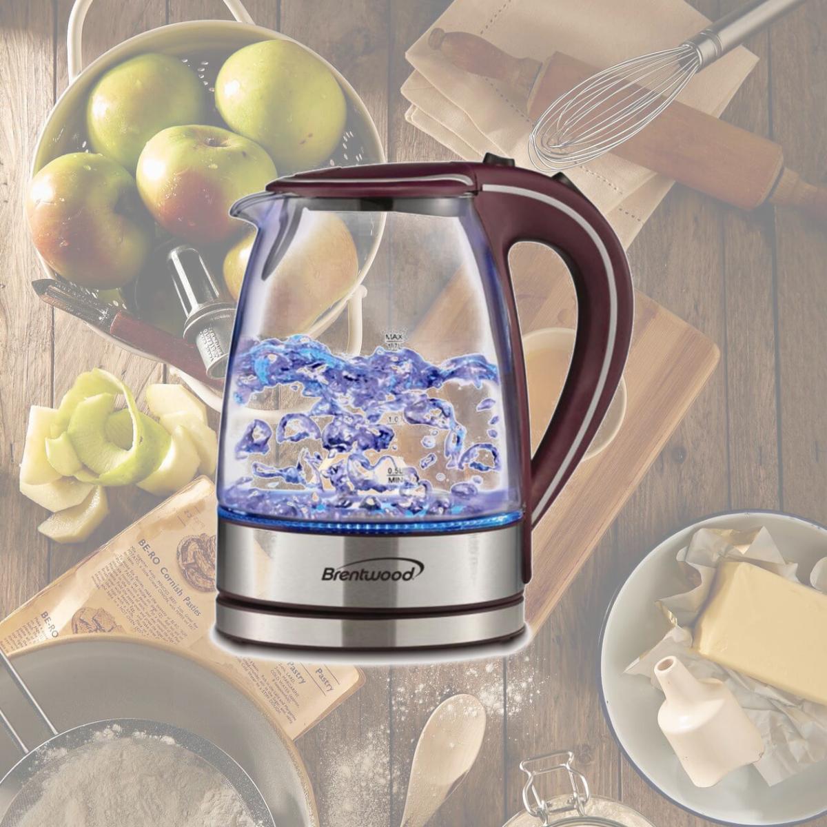 Picture of Brentwood KT1900PR 1.7L Tempered Glass Tea Kettle- Purple