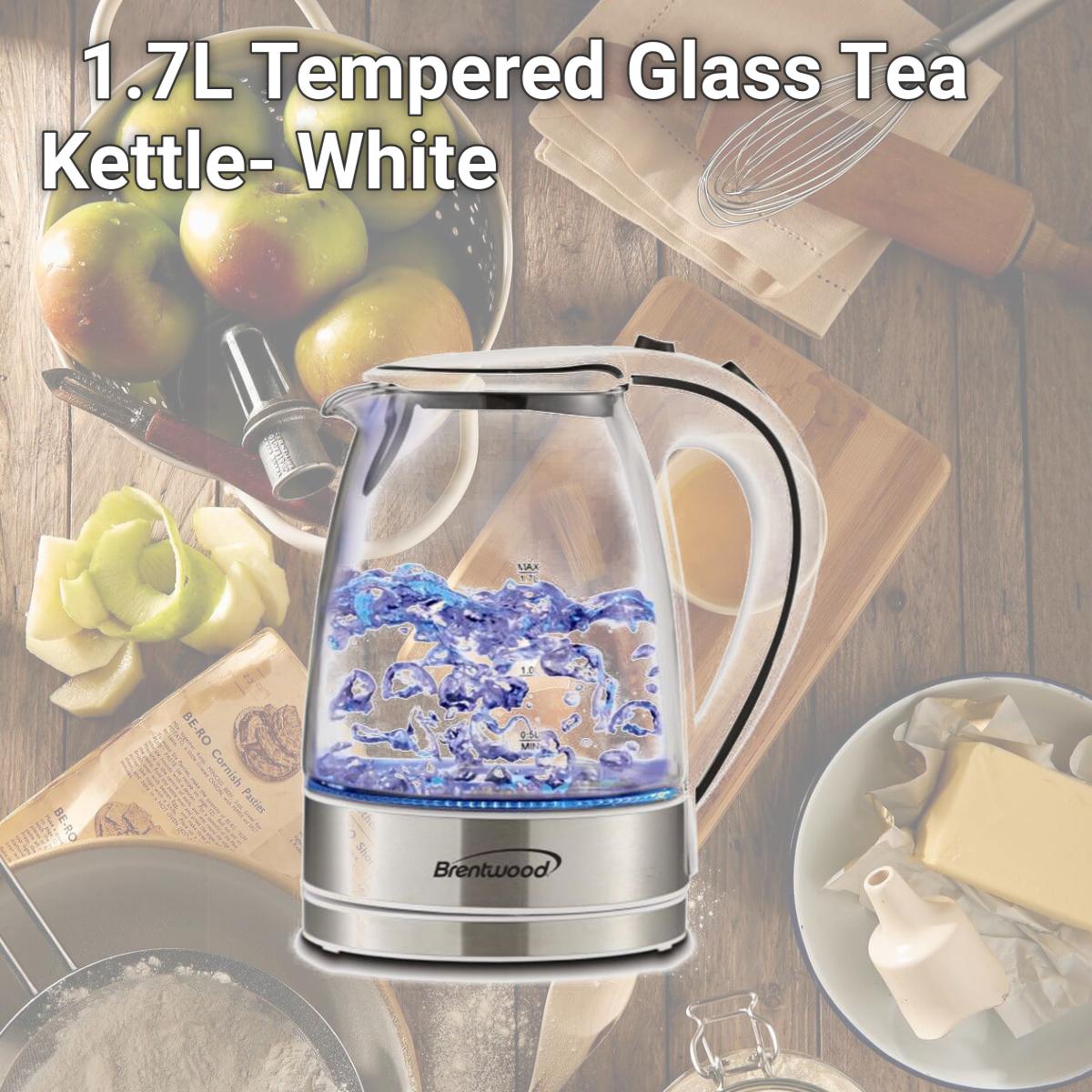 Picture of Brentwood KT1900W 1.7L Tempered Glass Tea Kettle- White