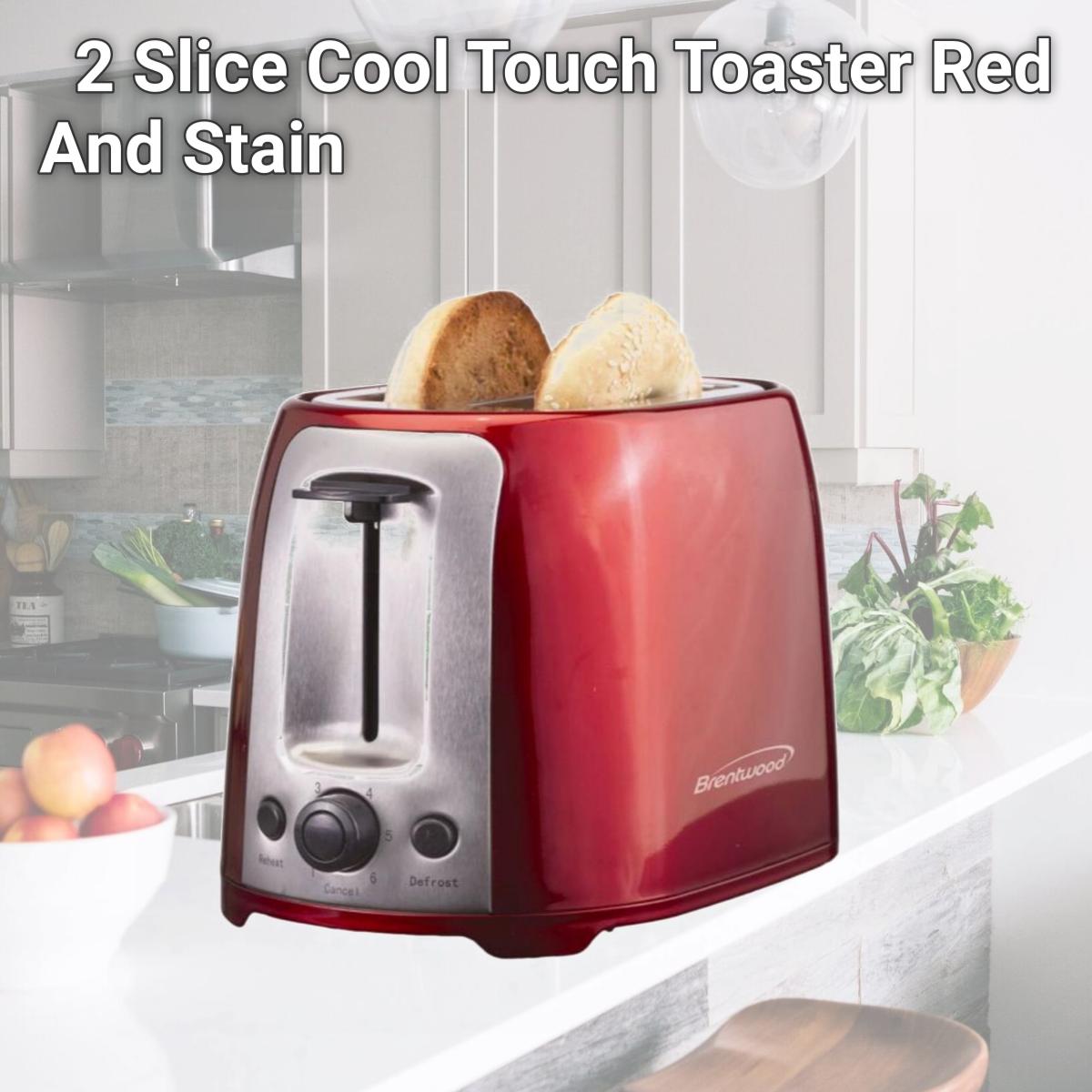 Picture of Brentwood TS292R 2 Slice Cool Touch Toaster Red And Stain