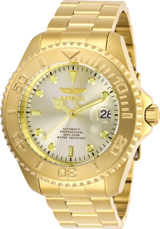 28950 Mens Pro Diver Automatic 3 Hand Champagne Dial Watch With Nh35a Caliber
