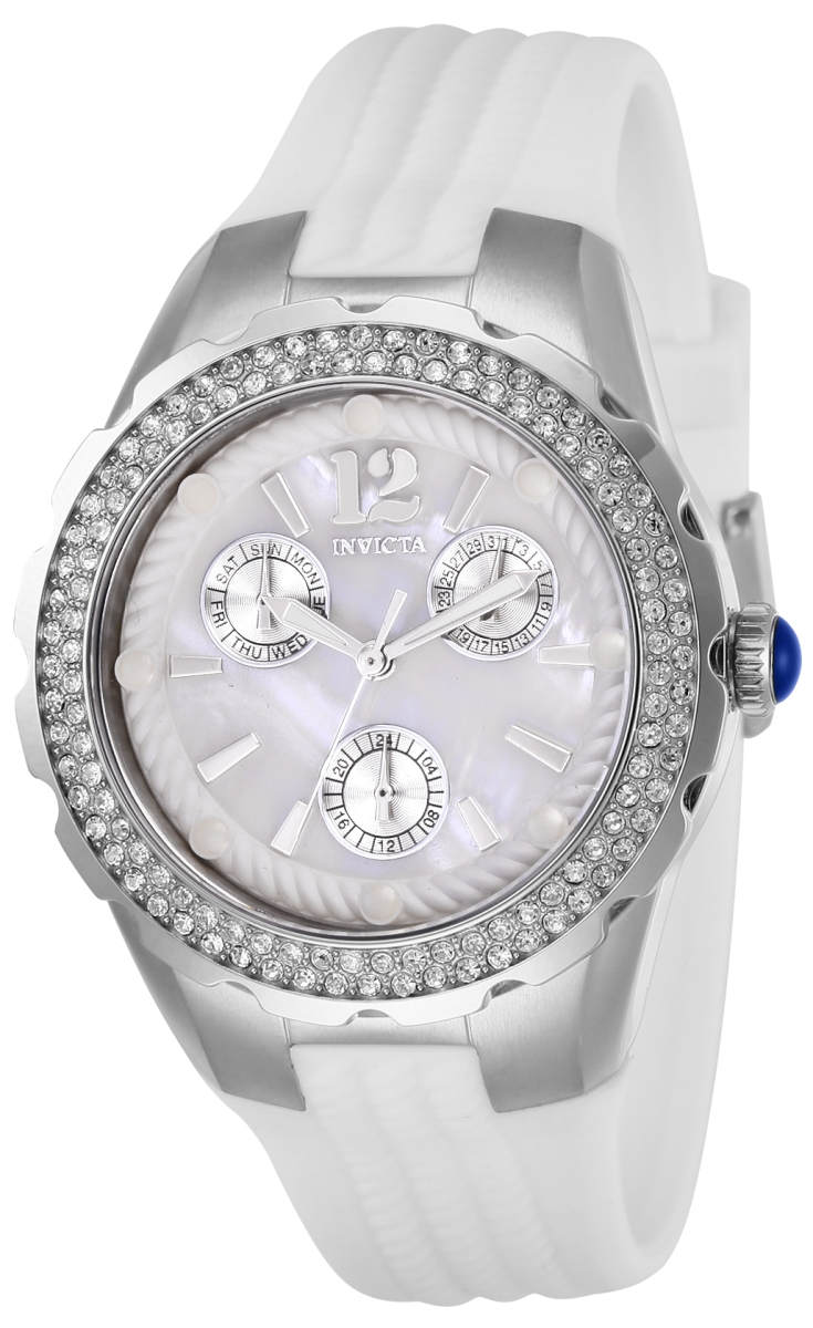29084 Womens Angel Quartz 3 Hand White Dial Watch With Silicone & Polyurethane
