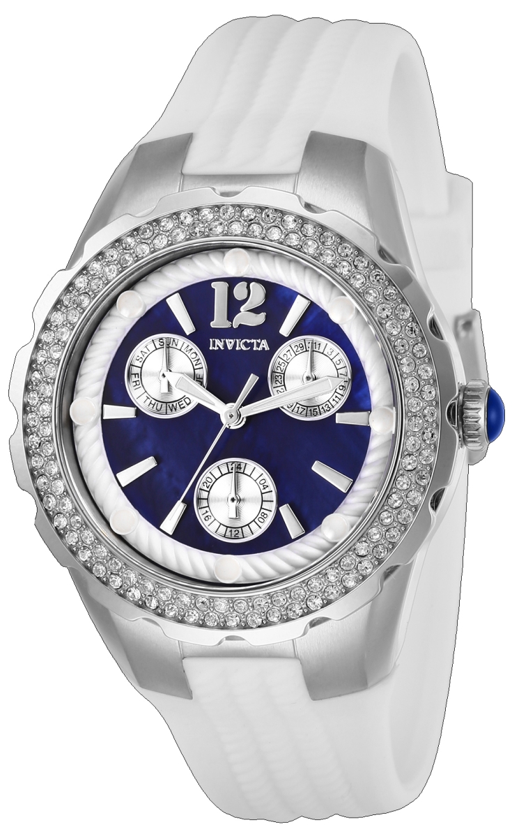 29085 Womens Angel Quartz 3 Hand Blue Dial Watch With White Tone
