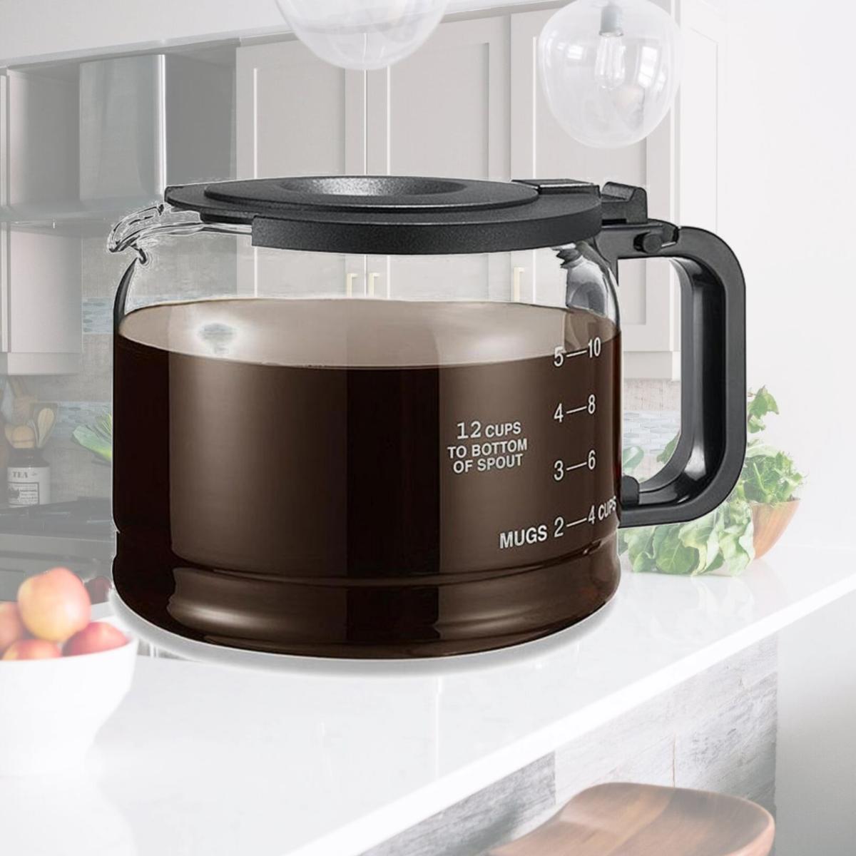 Picture of one all GL220BL Universal 12-cup Glass Pause &amp; Serve Coffee Replacement Carafe Black