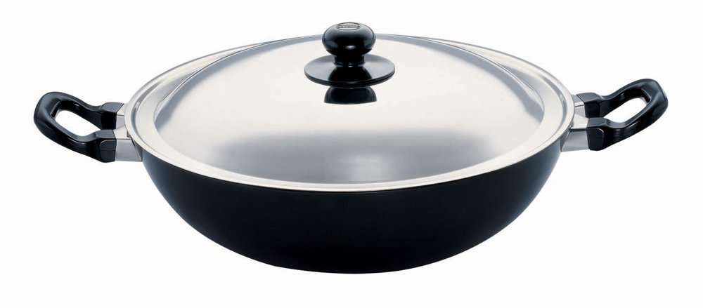 Picture of Hawkins Q55 Futura Non-Stick Deep-Fry Pan(Kadhai) with Steel Lid and Round Bottom - 2.5 Litres