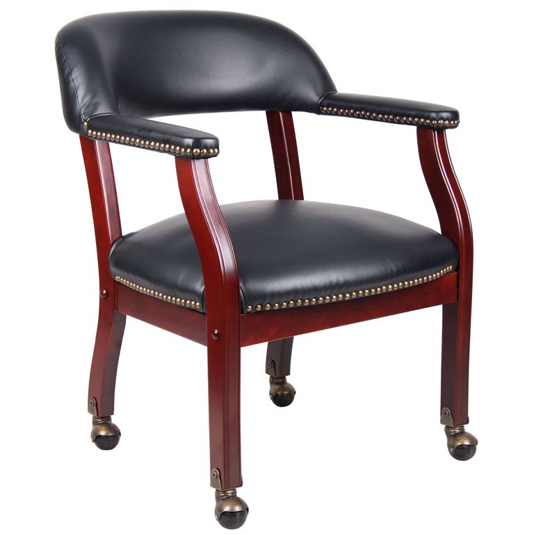 Picture of Boss Captains Arm Chair With Casters - B9545 - Black Vinyl