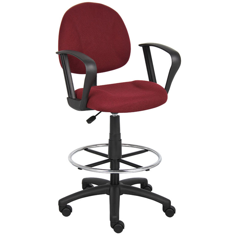 Picture of Boss B1617 Drafting Office Chair - Burgundy - LOOP ARMS