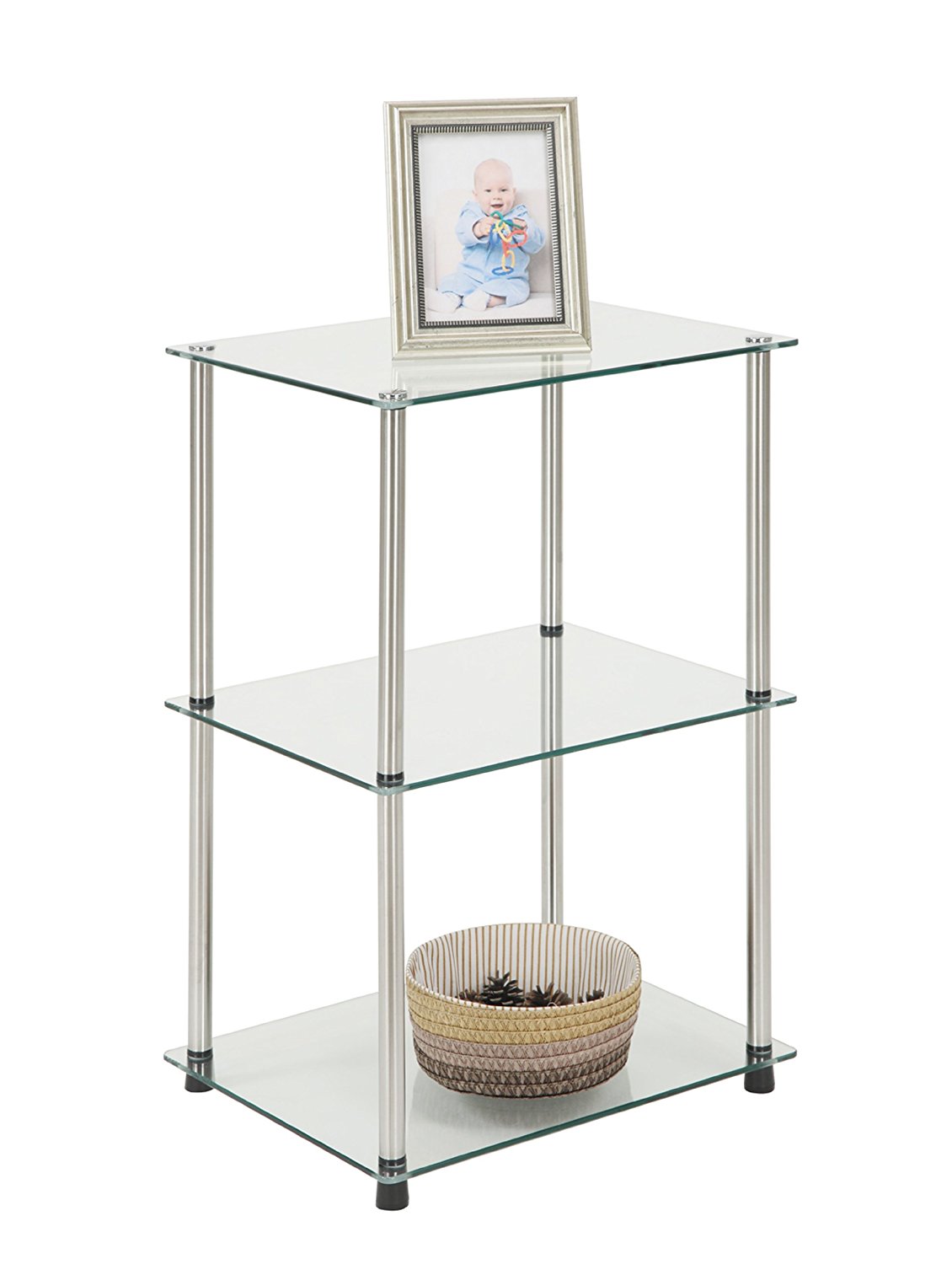 Picture of Convenience Concepts  Inc. 157003 Classic Glass-3 Tier Glass End/Lamp Table