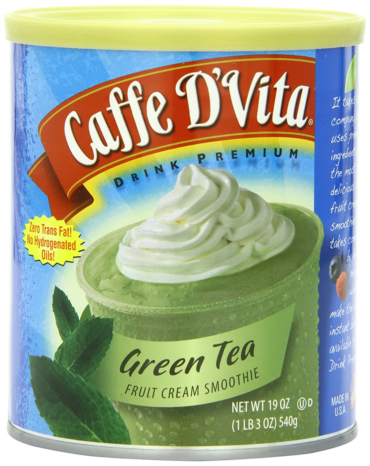 Picture of Caffe DVita F-DV-1C-06-GNTE-SM Green Tea Fruit Cream Smoothie 6 1lb canisters