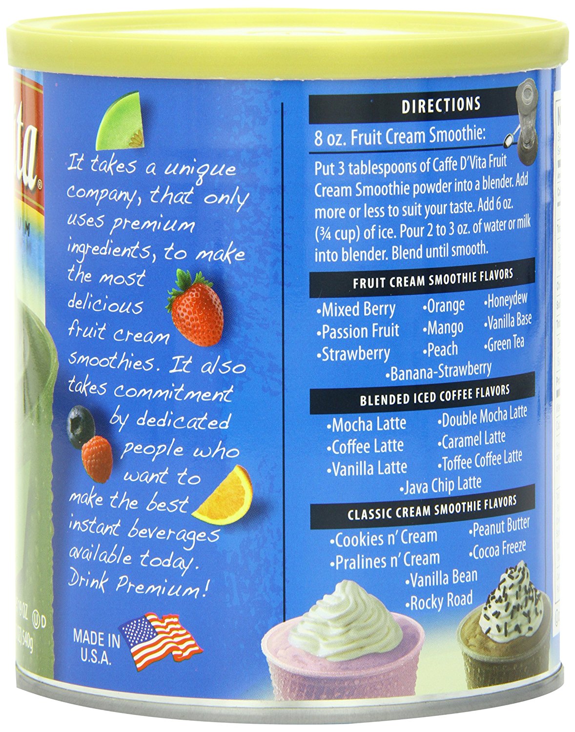 Picture of Caffe DVita F-DV-1C-06-GNTE-SM Green Tea Fruit Cream Smoothie 6 1lb canisters