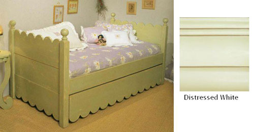 Alligator Enterprises 11023SCDW Twin Scallop Day Bed in Distressed White