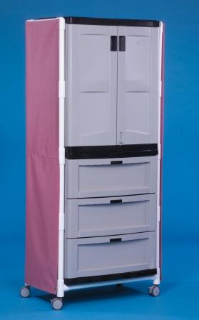 IPU MSC33 Contemporary Wood Mobile Supply Cart with 2 Adjustable Shelves