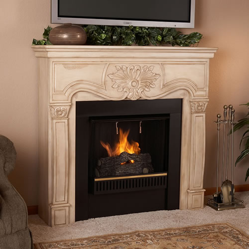 Real Flame 8400-AW Victoria Indoor Fireplace - White Spackle