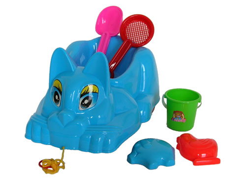 YS-1213 Wheeled Kitten Sand Toy - 7 Piece Set