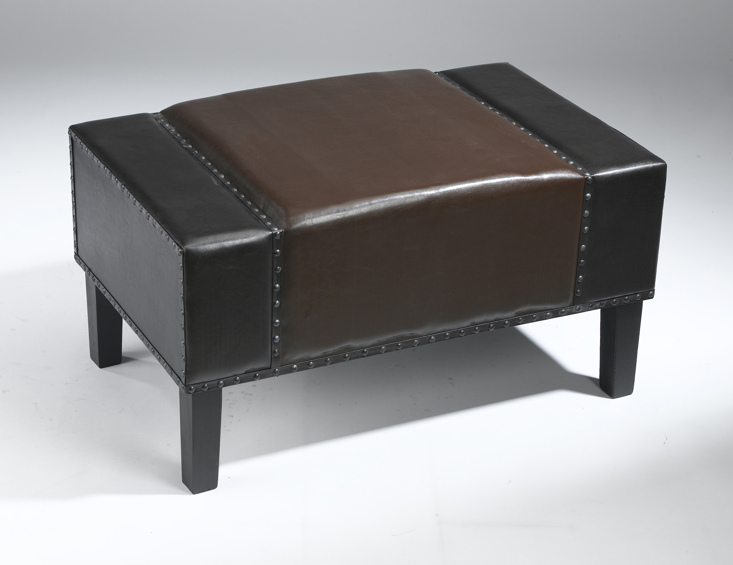 AA Importing 39418 Faux Leather Rectangular Ottoman Two Tone Brown