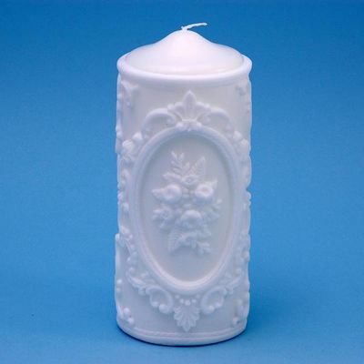 Beverly Clark 27P Framed Floral Portrait 9 Inch Pillar Candle in White