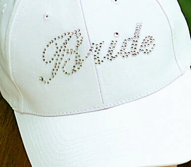 Beverly Clark 21BR Bride Crystals Baseball Hat in White