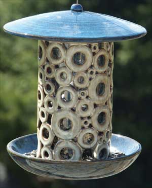 Bird Brain Daddy Oh Bird Feeder Tan With Blue
