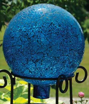 Garden Globe: Bird Brain Glimmer Glass Garden Globe Cobalt