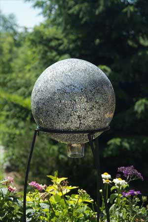 Garden Globe: Bird Brain Glimmer Glass Silver Garden Globe