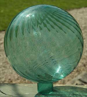 Garden Globe: Bird Brain 10 Inch Garden Glazing Globe Twirl and Swirl Teal