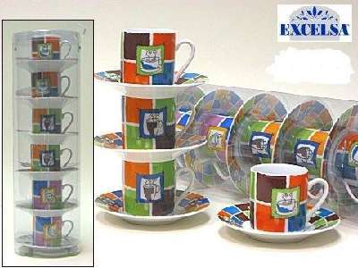 Coffee Cup Design Espresso Cups and Saucers - Set of 6