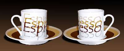 European Gift 0180 Espresso Design Cups Set of 6 Cups/Saucers
