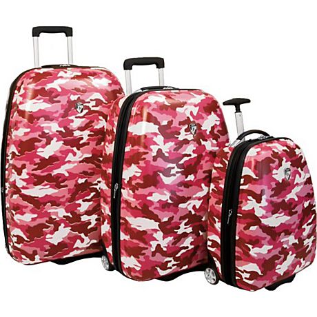 Heys USA D205 PNK Camouflage 30 26 and 20 Inch Camo Prints Set  Pink Suitcase