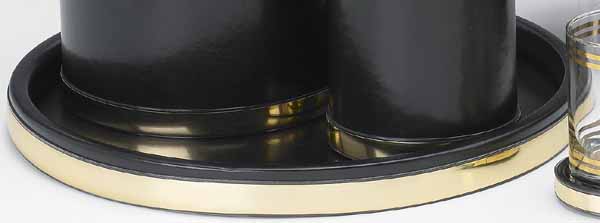 Kraftware 50030 Sophisticates Black With Polished Brass Deluxe 14 Inch Tray