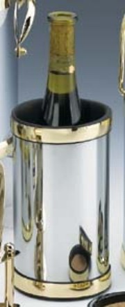 Kraftware 70278 Shiny Brass Wine Chiller with Bands