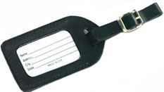 Small Leather Rectangular Luggage Tag - Black