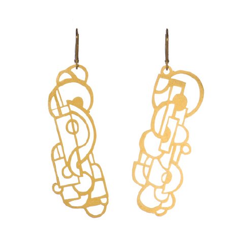 Melissa Borrell Design POP-22 18K Deco Pop-Out Earrings - 18K Gold Plate