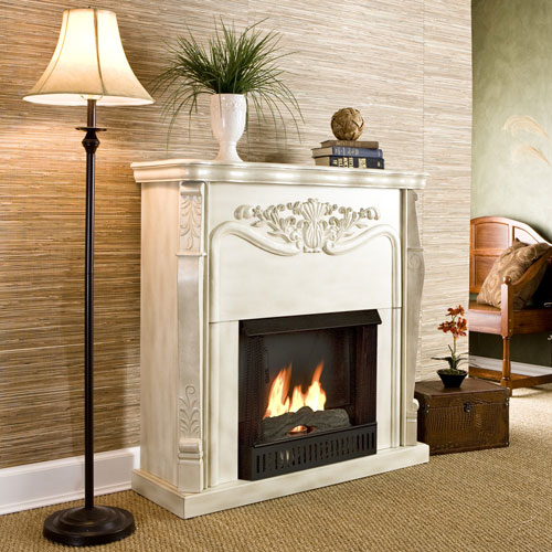 Southern Enterprises FA5656G Raphael Gel Fuel Fireplace - Antique White