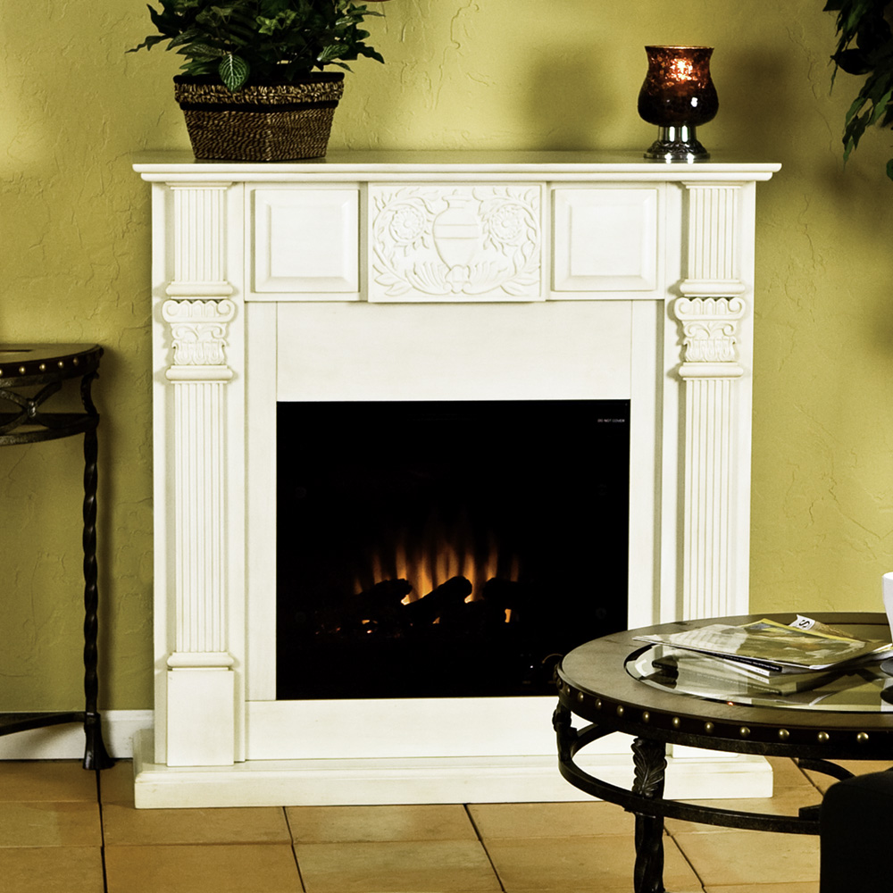 Southern Enterprises FA5778G Marquise Gel Fuel Fireplace - Antique White