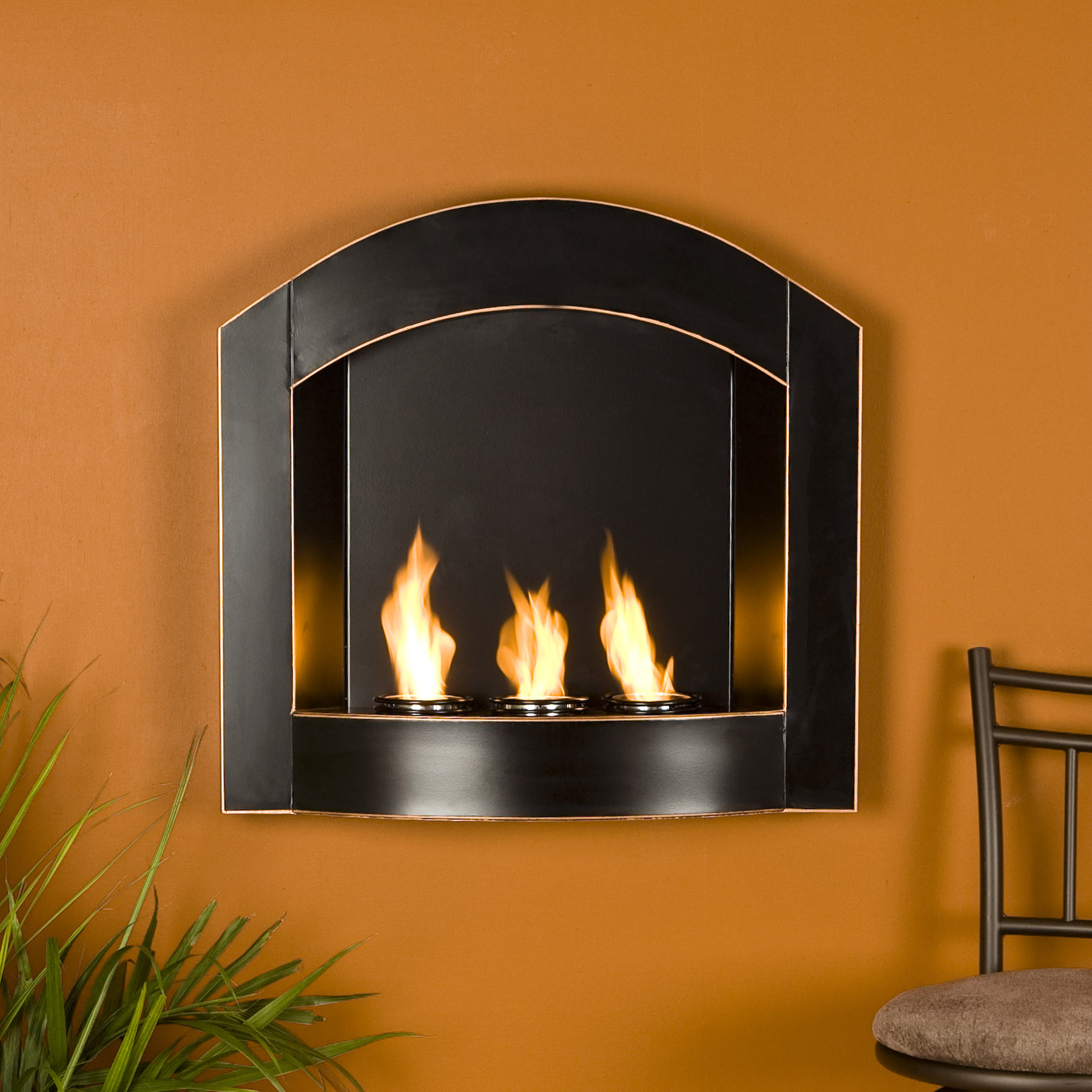 Southern Enterprises FA5807 Wall Mount Arch Fireplace - Black