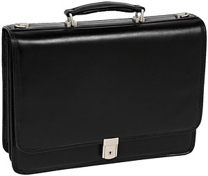 Mcklein Usa 83545 Lexington V Series Leather Double Compartment Briefcase - Black