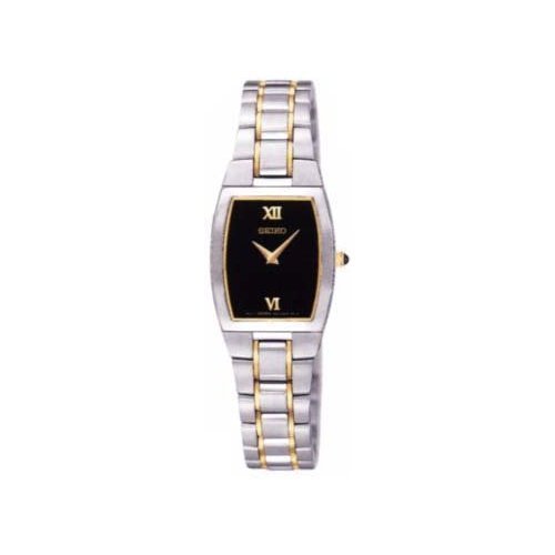 Seiko SUJE85 Two Tone Ladies Watch Bracelet with Black Dial