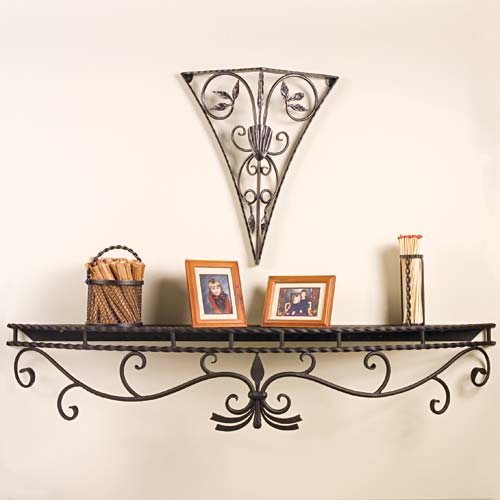Minuteman MS01 Mantel Shelf  Wrought Iron  60 Inch  Powder Coated Black