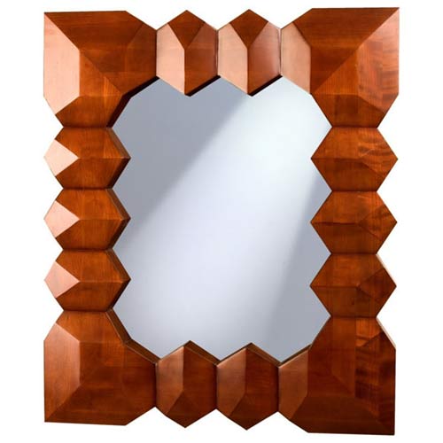 TLS by Design 3M20073D Tikal 3D DiamondSculpted Solid Cherry Mirror  Cherry
