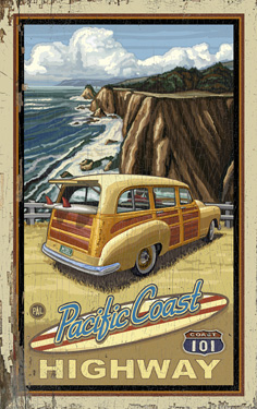 0003-0189 Pacific Coast Highway Planked Wood 14 X 23 Sign