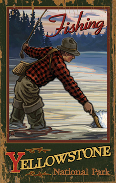 ArteHouse 0003-0517 Stream Fishing Planked Wood 14 x 23 Sign