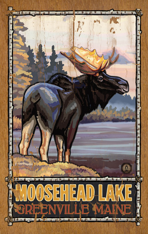 0003-0518 Moose Planked Wood 14 X 23 Sign