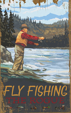 0003-0533 Fly Fisherman Planked Wood 14 X 23 Sign