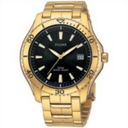 Pulsar Pxh364 Men s Gold Black Dial Watch