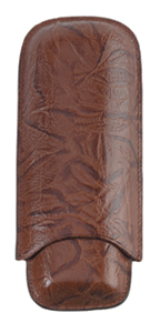 Simran FK-173-ILG Ajmer Brown Fossil Leaf Pattern Italian Leather 2 Finger Cigar Case
