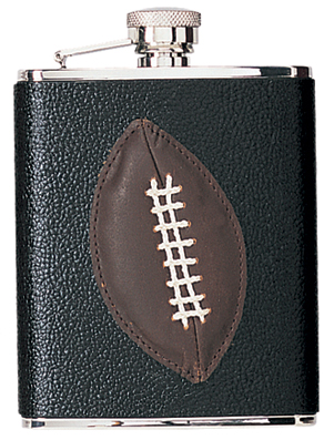 Simran HFFS6182 Ajmer 6 oz. Football Genuine Leather Stainless Steel Flask