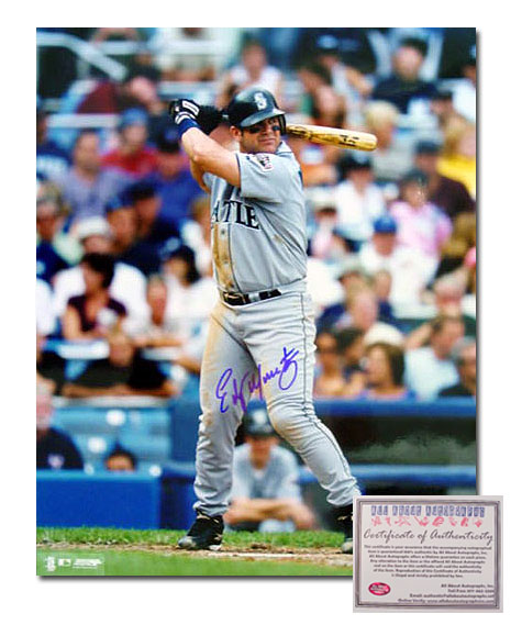Edgar Martinez Seattle Mariners MLB Hand Signed 16x20 Photograph Away Jersey Stance