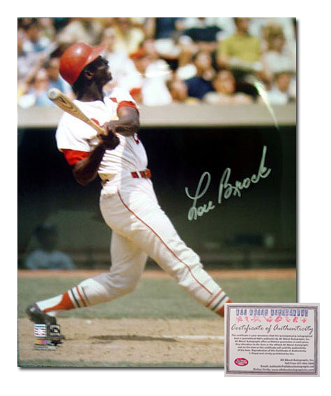 Lou Brock St Louis Cardinals MLB Hand Signed 16x20 Photograph Batting
