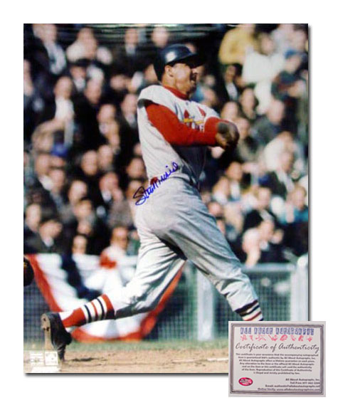 Stan Musial St Louis Cardinals MLB Hand Signed 16x20 Photograph Batting