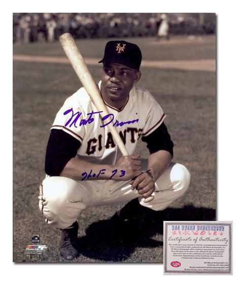 Monte Irvin San Francisco Giants Hand Signed 8x10 Photograph Pose with HOF 73 Inscription